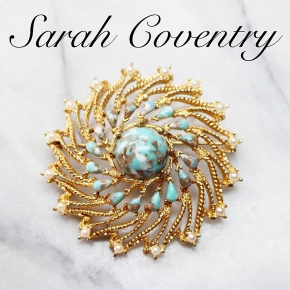 Sarah Coventry Jewelry - Vintage Azure Skies Larimar Sarah Coventry Brooch